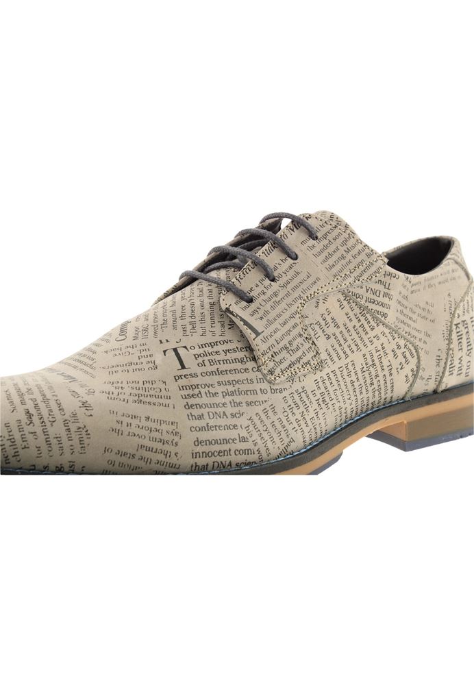 Bullboxer Herren Schnürer Zeitungsdruck elegant beige S13 663K21008A 