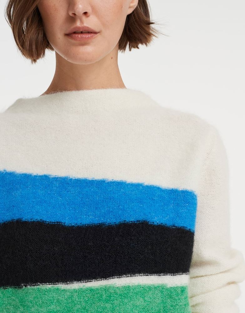 OPUS Strickpullover Polora Colorblock weiß S22 10126410963148 