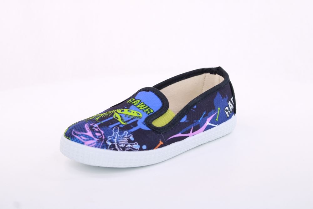 s`knöpfli Kinder Hausschuh Schlupfschuh Jungen Dinosaurier- Motiv blau S13 V28967 