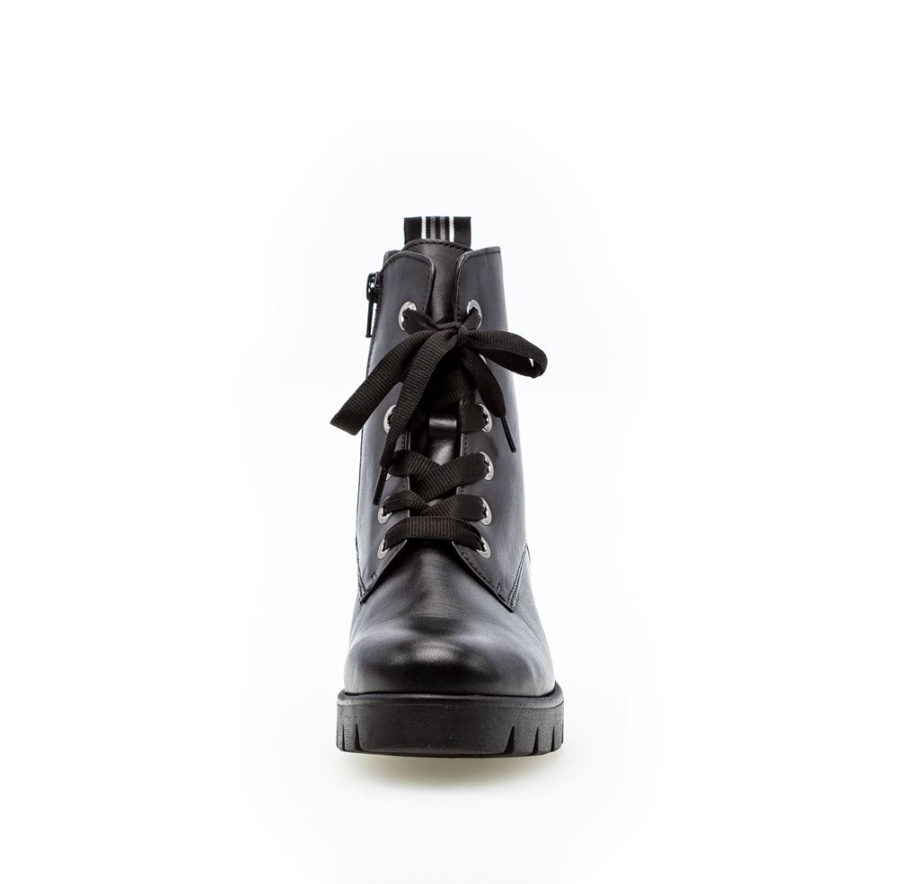 Gabor Bikerboot Schnürboot Leder Blockabsatz Wechselfußbett schwarz S22 91.711.27 