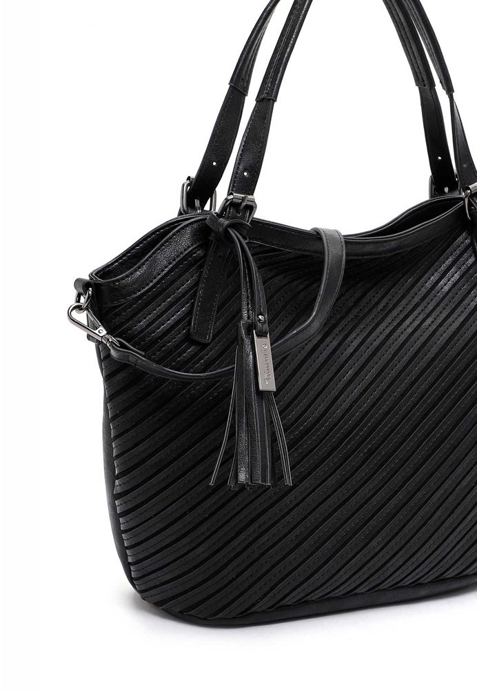 Tamaris Shopper Handtasche Julina Streifen- Design schwarz S22 32026,100 