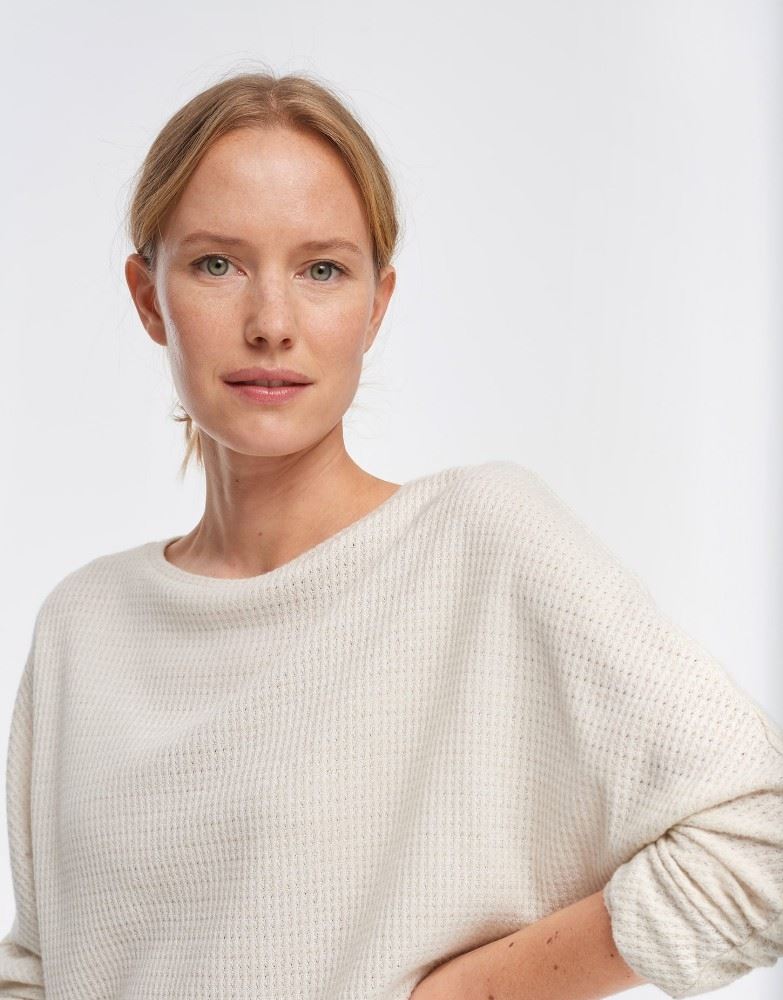 OPUS Langarmshirt Sifuna Fledermaus- Ärmel Strickoptik beige S12  10025510294120 40 | 20003 natural g | 