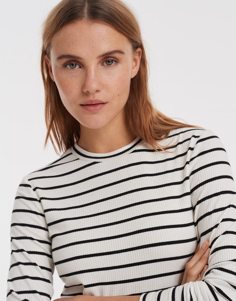 OPUS Longsleeve Salia gestreift weiß S12 10012110210115 