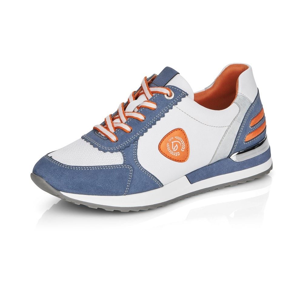 Remonte Sneaker Schnürer Leder blau kombi softfoam Wechselfußbett  R2527-15 38 | jeans/weiss/wei | F