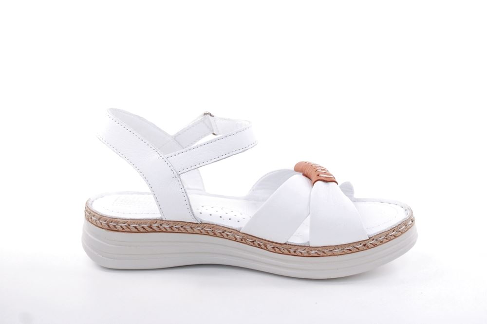 PETER ERIKSON Damen Sandale Leder Comfort- Fußbett weiß, grün S13 231533 