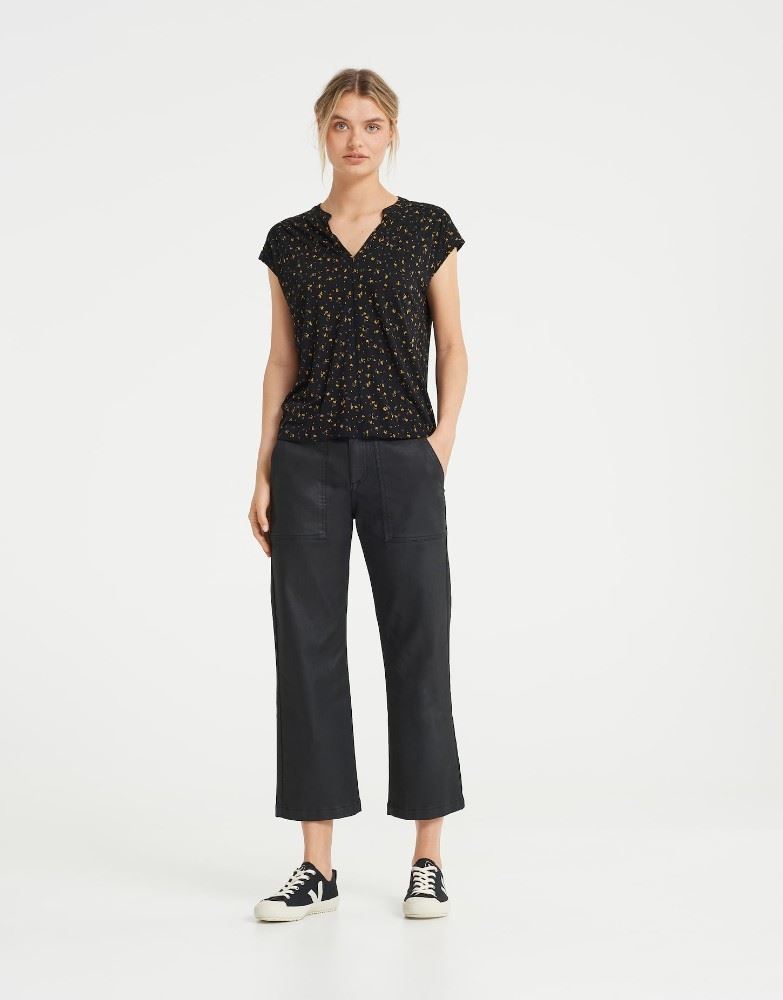 OPUS Shirt SANDI vintage flower 1/2 Arm Viskose Blütenprint S22 2260110639100 44 | 900 black | 