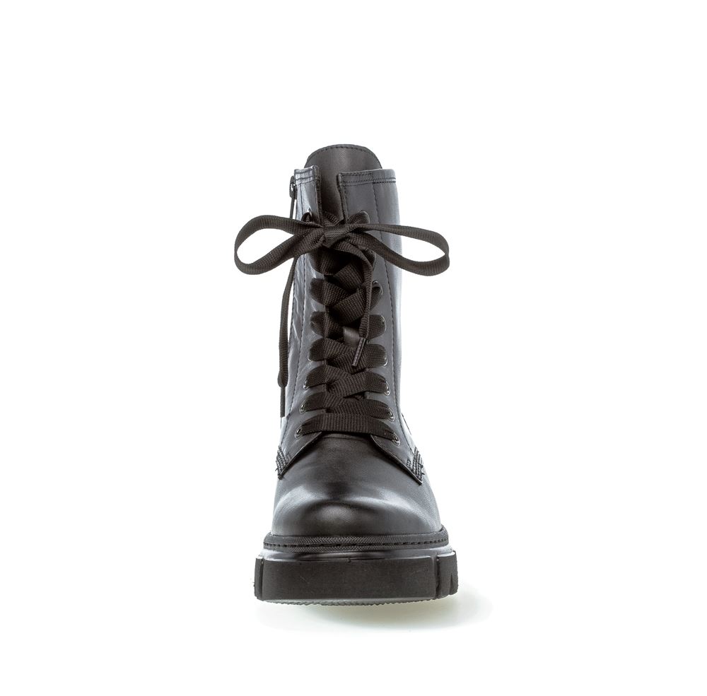 Gabor Bikerboot Schnürstiefelette Leder Wechselfußbett schwarz S22 91.730.27 