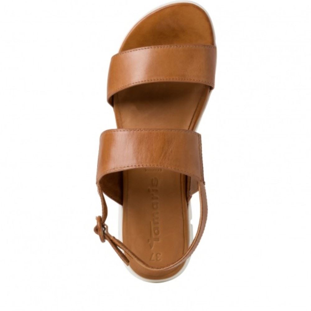 Tamaris Sandale Keilabsatz Leder braun 1-1-28190-34 41 | 370 COGNAC UNI | 