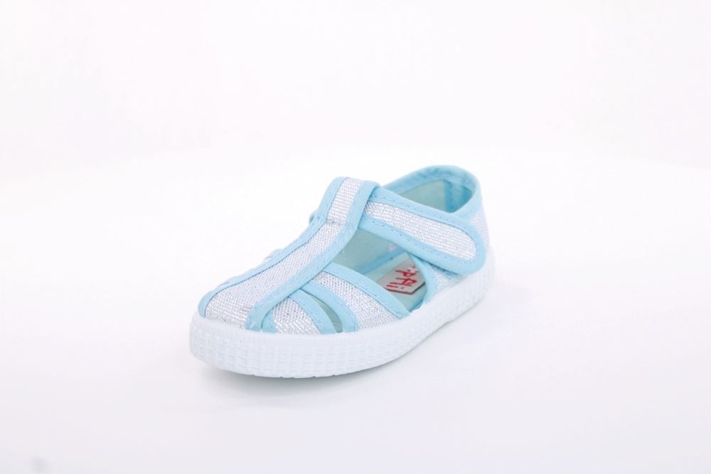 s`knöpfli Kinder Hausschuh Mädchen Glitzer- Effekt blau S13 V28970 
