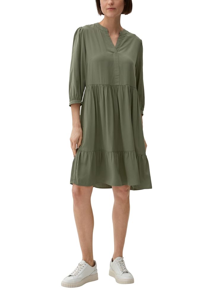 s.Oliver Volantkleid aus Viskose grün, schwarz S13  2132624 