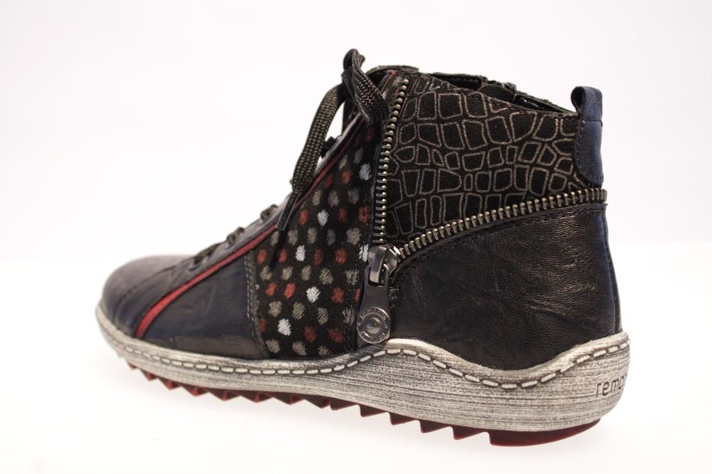 Remonte Sneaker Schnürstiefel Leder Reißverschluss R1494 