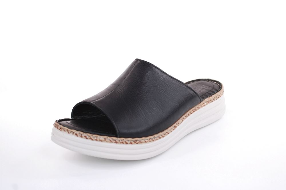 PETER ERIKSON Damen Pantolette Leder Comfort- Fußbett weiß, schwarz S13 231536 