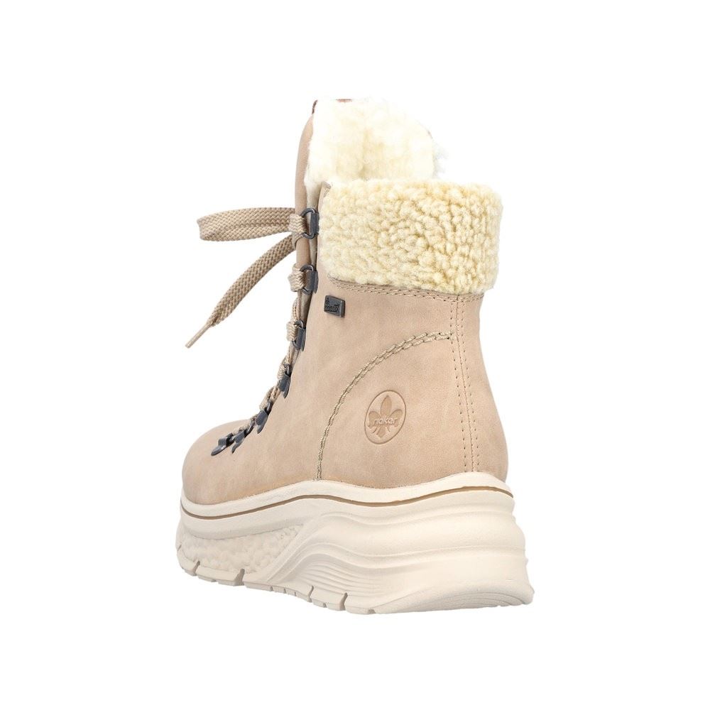 Rieker Antistress Damen Schürboot Schnürstiefelette TEX- Membran Warmfutter beige S22 48034-20 36 | camel/nuss/beig | F