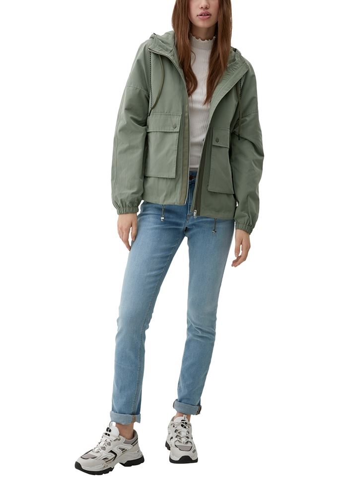 QS designed by Outdoor-Jacke mit Kapuze orange, grün S13 2123942 