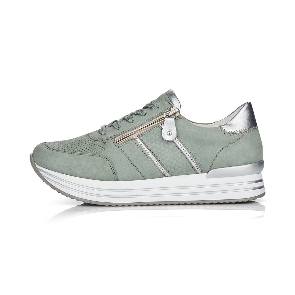 Remonte Sneaker Schnürer Reißverschluss Leder grün softfoam D1310-52 