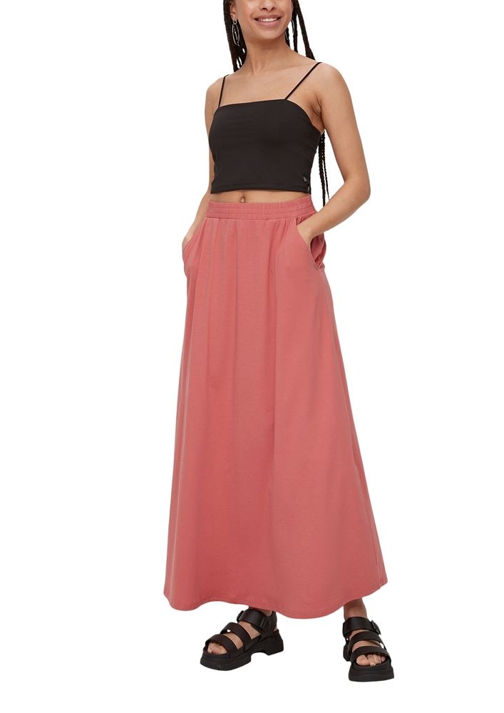 QS designed by Maxirock aus Baumwollstretch schwarz, orange S13  2131222 