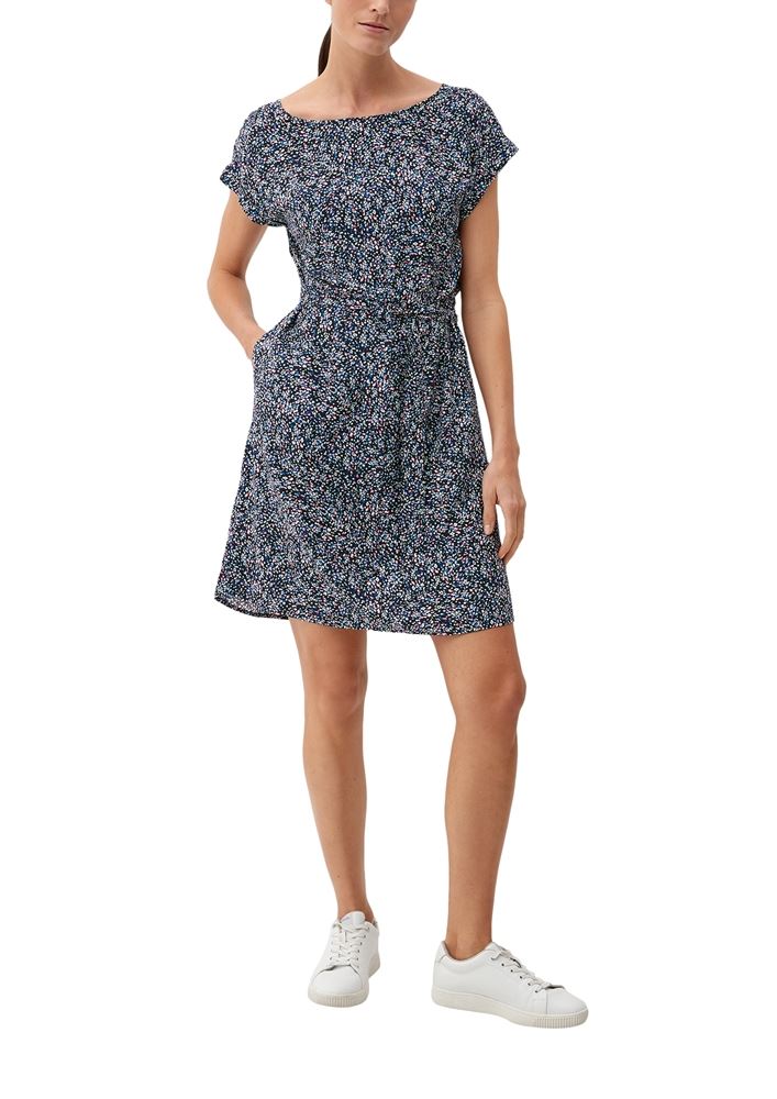 s.Oliver Kurzes Kleid mit Binde-Detail schwarz, blau S13  2132623 