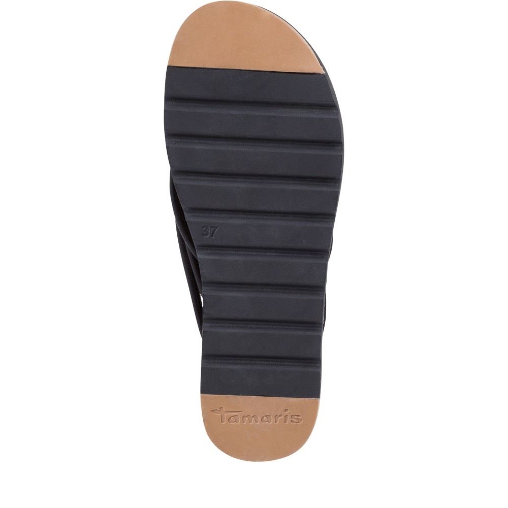 Tamaris Pantolette Zehentrenner Leder schwarz 1-1-27123-26 36 | 007 BLACK UNI | 