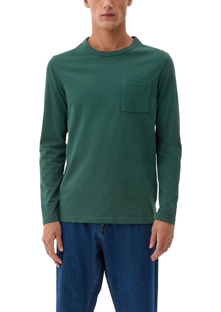 s.Oliver Herren Longsleeve Brusttasche Rundhalsausschnitt rot, grün S22 2119204 
