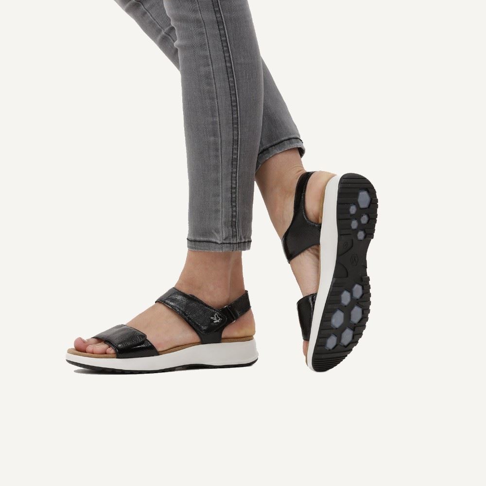 Caprice Sandale Leder Plateau Klettverschluss schwarz 9-9-28716-28 