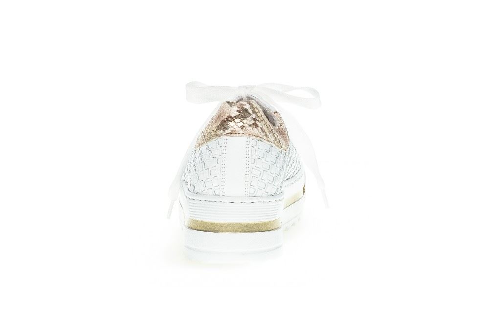 Gabor Sneaker low Leder Flechtoptik Golddetails Wechselfußbett weiß S12 86.499.50 7 | weiss/beige (go | G