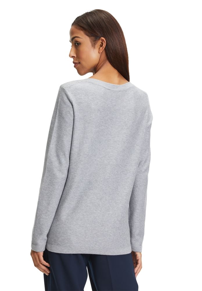 Betty Barclay Strickpullover U- Boot Ausschnitt aufgesetzten Taschen grau, rot,blau S22 57951026 36 | 8039 Pacific Co | 