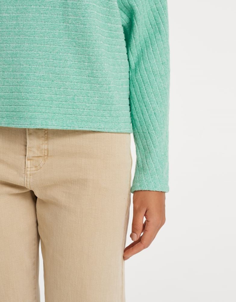 OPUS Sweatshirt Genime Quer- Ripp Fledermausärmel grün S13 10140311067100 