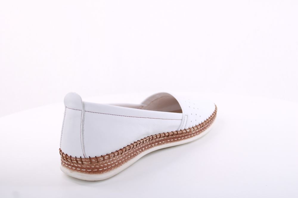 PETER ERIKSON Damen Slipper Loafer Leder Comfort- Fußbett weiß, blau S13 221591 