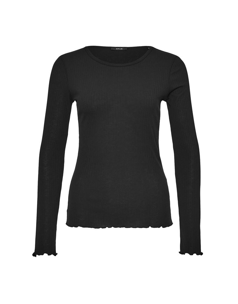 OPUS Shirt Rippe Siselotte schwarz S21 248409453 