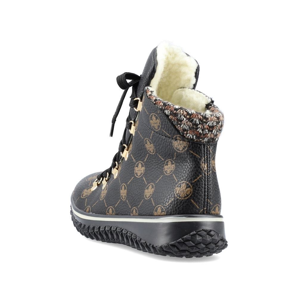 Rieker Antistress Schnürboot Schnürschuh Logo- Print schwarz  S21 Z4235-00 37 | schwarz/terra | E