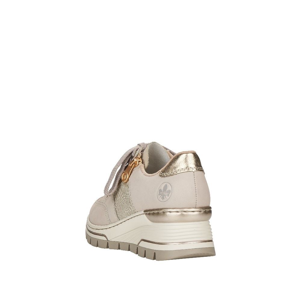 Rieker Antistress Damen Sneaker Keilabsatz Reißverschluss Leder  beige S12 N8322-60 