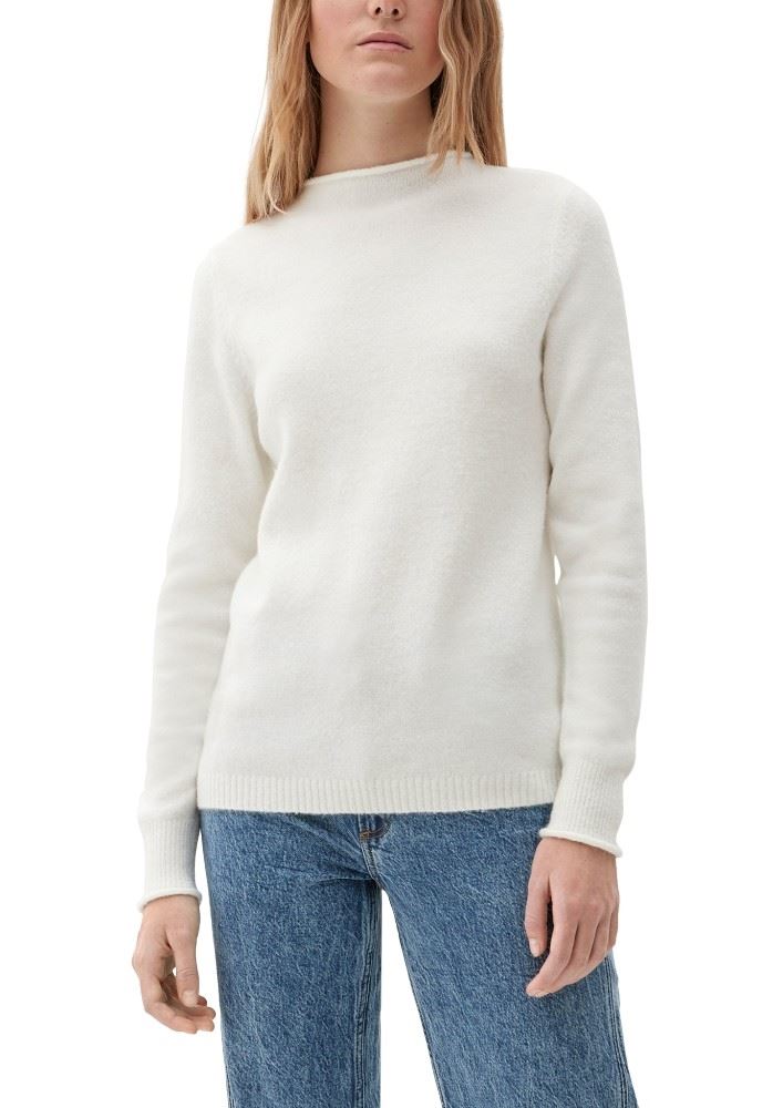 QS designed by Pullover mit Rollsäumen weiß, orange, grau S22  2124387 XL | 02W0 WHITE | 