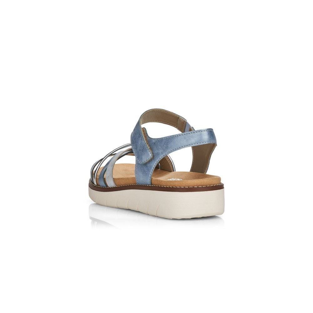 Remonte Sandale Metallic Klettverschluss blau silber D2058-12 40 | heaven/argento/ | F