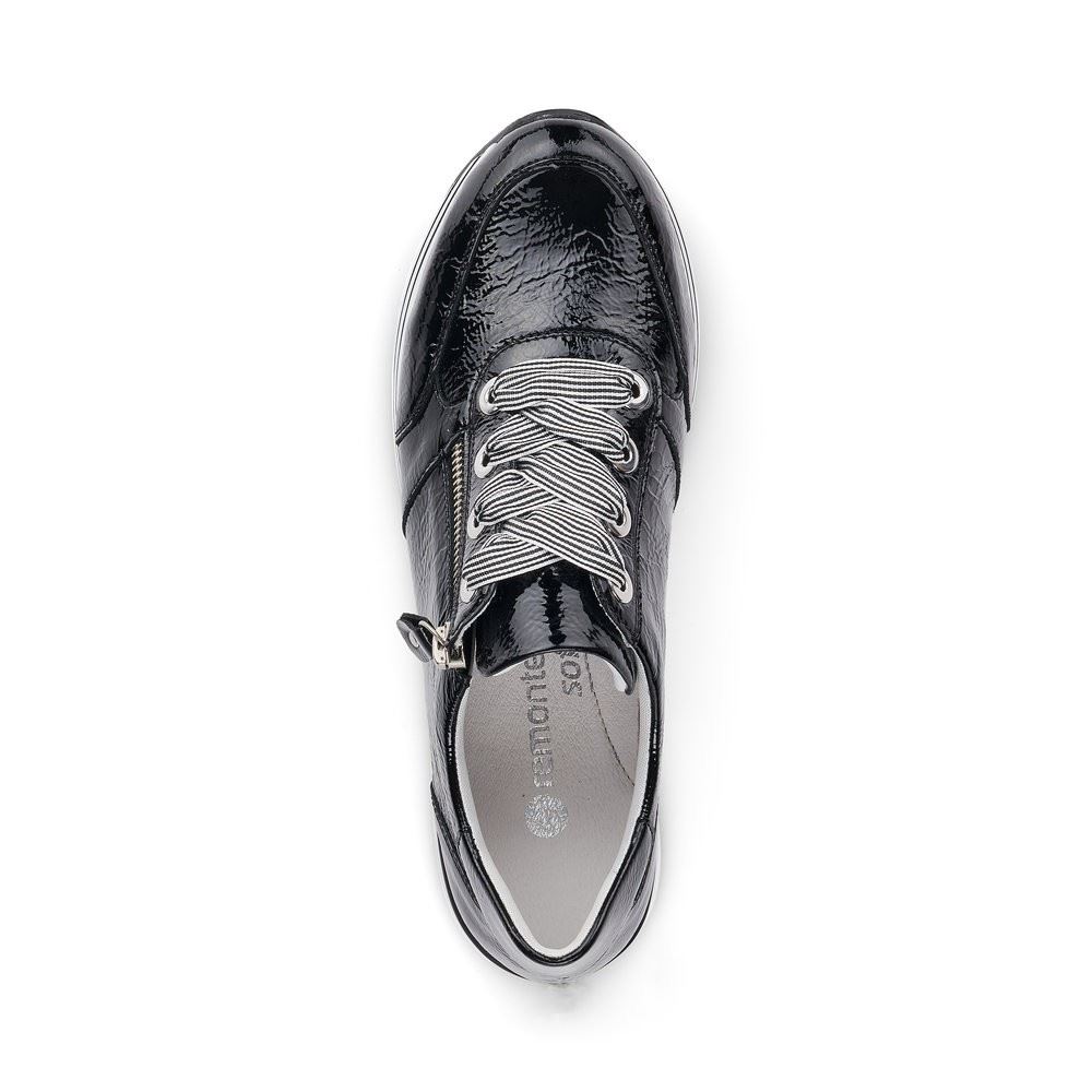Remonte Sneaker Leder Reißverschluss schwarz softfoam D1302-02 42 | nero/black | G