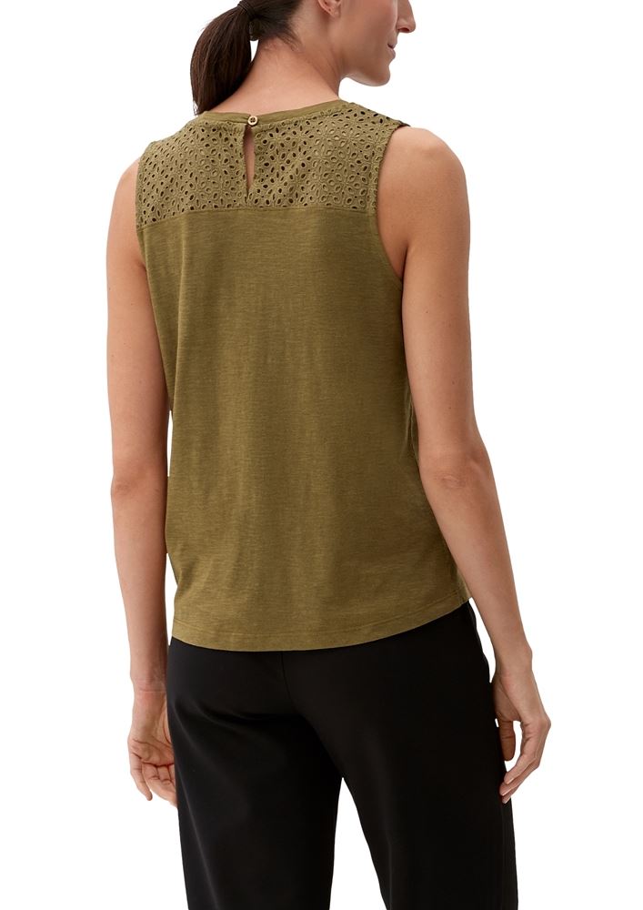 s.Oliver Top mit Lochstickerei weiß, orange, grün, schwarz S13  2129260 