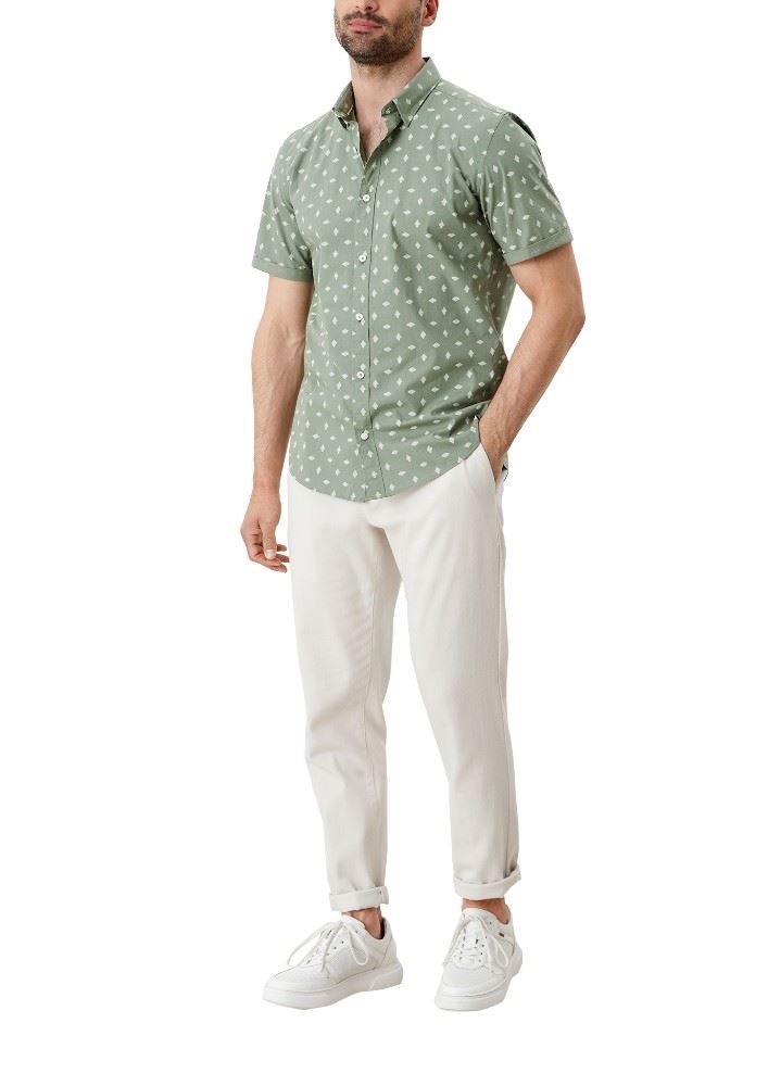 s.Oliver Hemd Kurzarm Slim Fit mit Allover-Print 2113979 