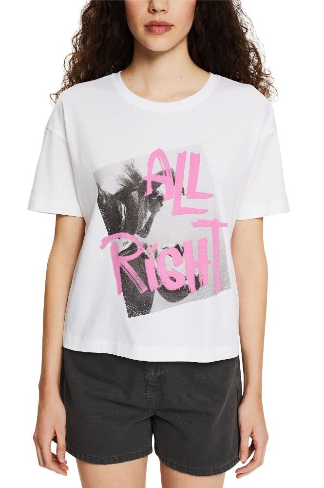 EDC T- Shirt Graffiti- Print Rundhalsausschnitt schwarz, weiß S12 052CC1K336 M | C001 BLACK | 