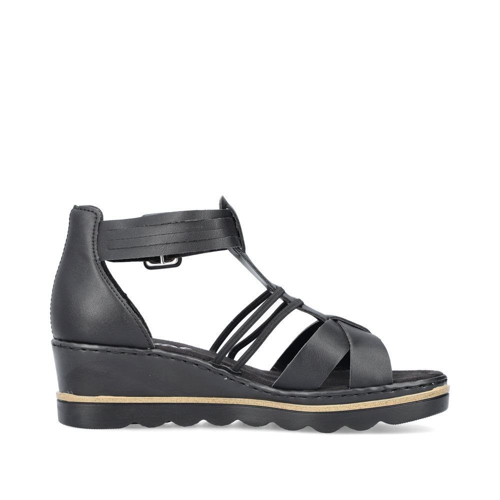Rieker Damen Keilsandaletten asphaltschwarz S13 67480-01 