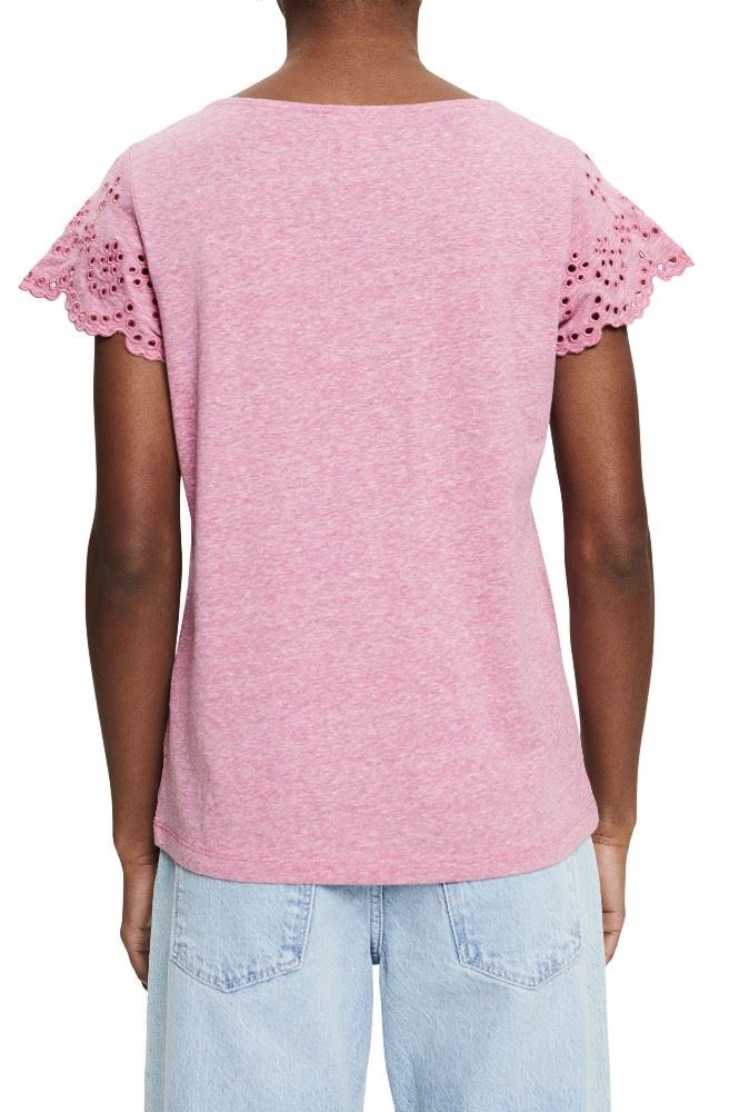 ESPRIT Recycelt T-Shirt mit Lochstickerei 042EE1K340 
