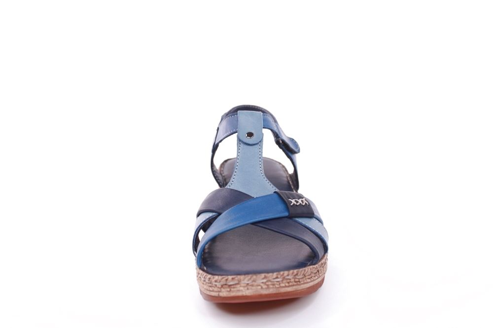 Andrea Conti Sandale Leder Keilabsatz blau S12 18836041024 