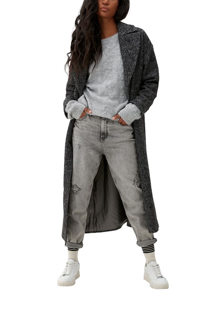 QS designed by Strickpullover mit Zopfmuster blau, grau S22   2119023 XL | 9400 GREY/BLACK | 