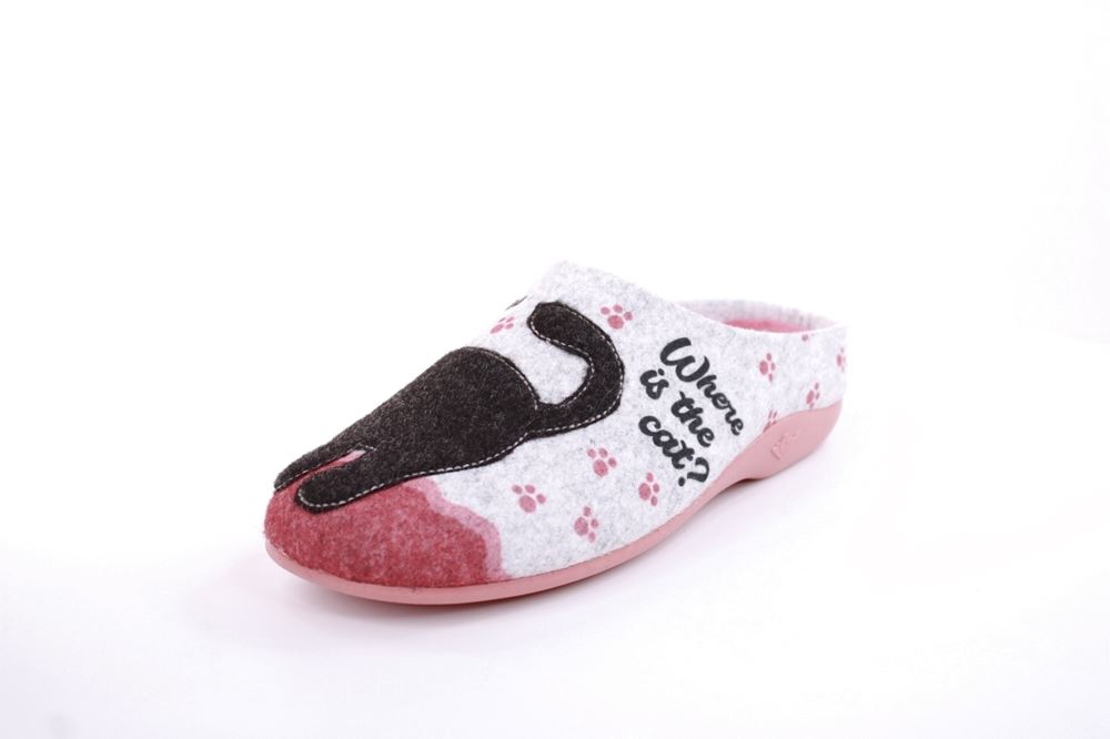 s`knöpfli Damen Hausschuh Pantolette Katzenmotiv Wechselfußbett rosa S22 Z28022P 40 | fieltro salmon | 