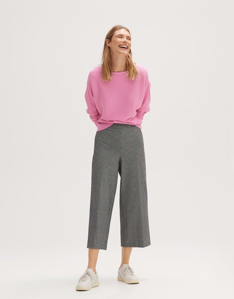 OPUS Strickpullover Pisol ECOVERO™ Viskose Mix U-Boot Ausschnitt  kurze Silhouette rosa, blau S13 10142110298171 40 | 60020 coal blue | 