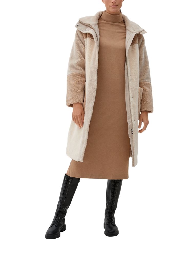 s.Oliver Damen Strickkleid Viskosemix Rippbündchen braun schwarz S22 2121299 