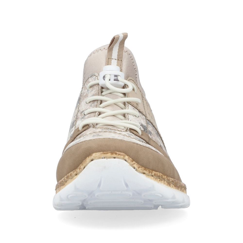 Rieker Antistress Damen Slipper Sneaker Schnellschnürung Lochmuster beige S13 N4255-60 