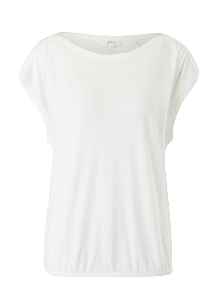 s.Oliver T - Shirt mit Faltendetail U - Boot - Ausschnitt Raffung uni S12 2115756 