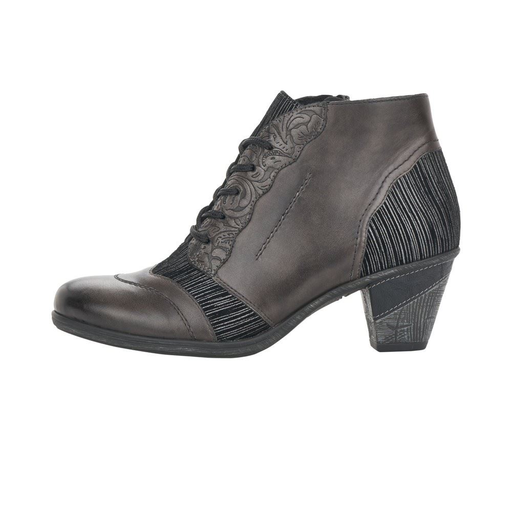 Remonte Stiefelette Schnürstiefel Leder schwarz Absatz D8789 