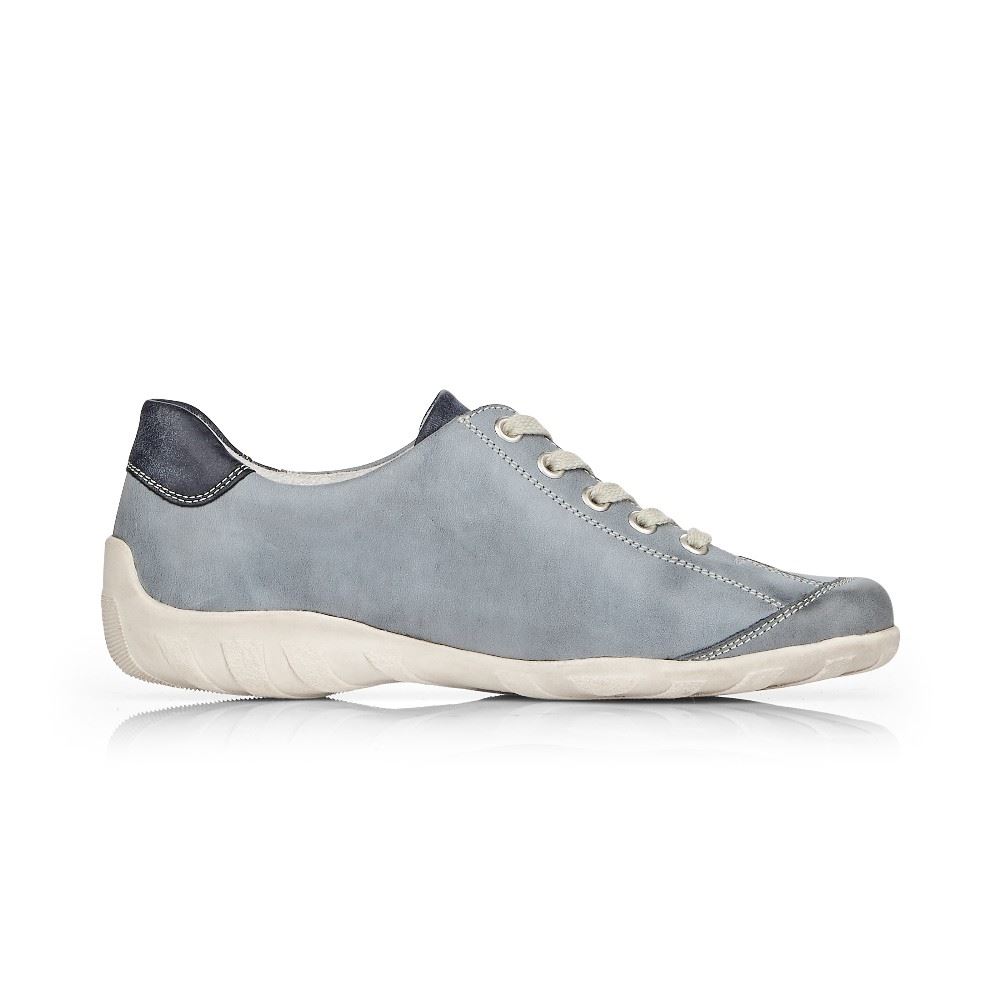 Remonte Sneaker Schnürer Leder Reißverschluss blau kombi R3416-14 