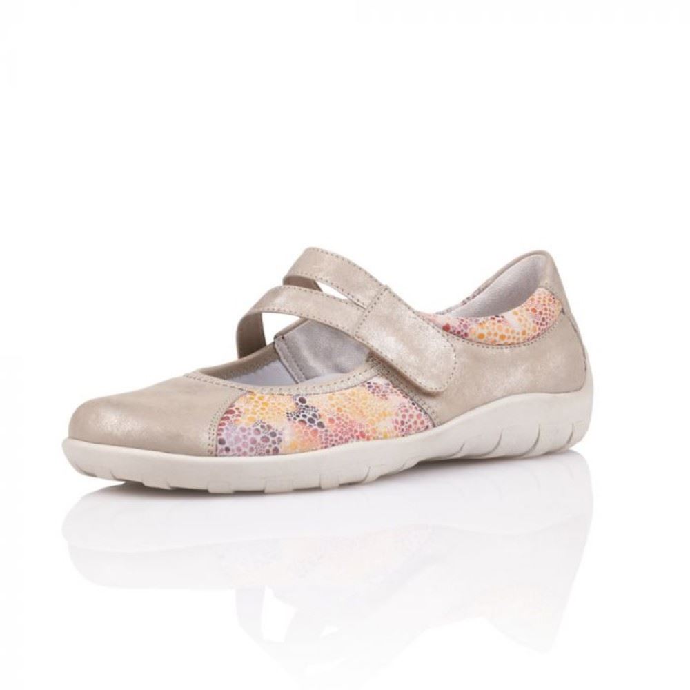Remonte Slipper Ballerina Spange Leder silner+muschel softfoam R3510-02 