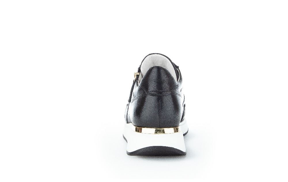 Gabor Sneaker low Comfort-  Mehrweite Wechselfußbett Leder schwarz S12  86.448.57 6 | schwarz (gold) | H
